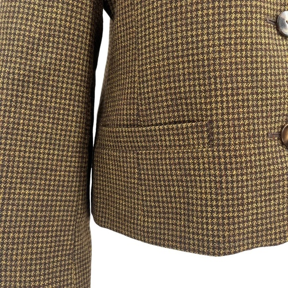 Vintage Liz Claiborne Blazer 100% Wool Green Houndstooth 12 - Picture 6 of 9